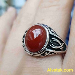 Kırmızı Akik Taşlı 925 Ayar Gümüş Erkek Yüzük : 00034